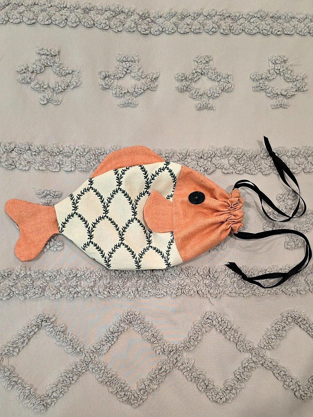 Handmade Fish Drawstring Bag